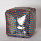 Reversible Sequin Cube Pouf