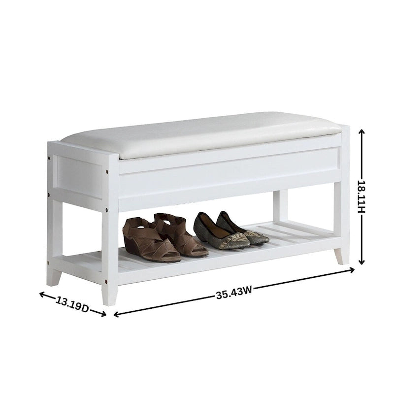 Schuhbank mit hochklappbarer Sitzfläche und Lamellenablage