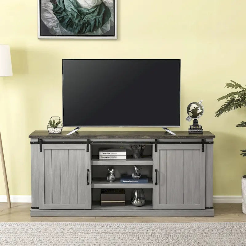 68-Inch TV Stand with Sliding Barn Doors