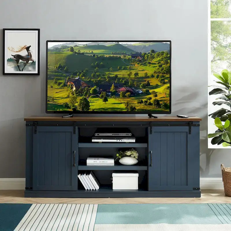 68-Inch TV Stand with Sliding Barn Doors