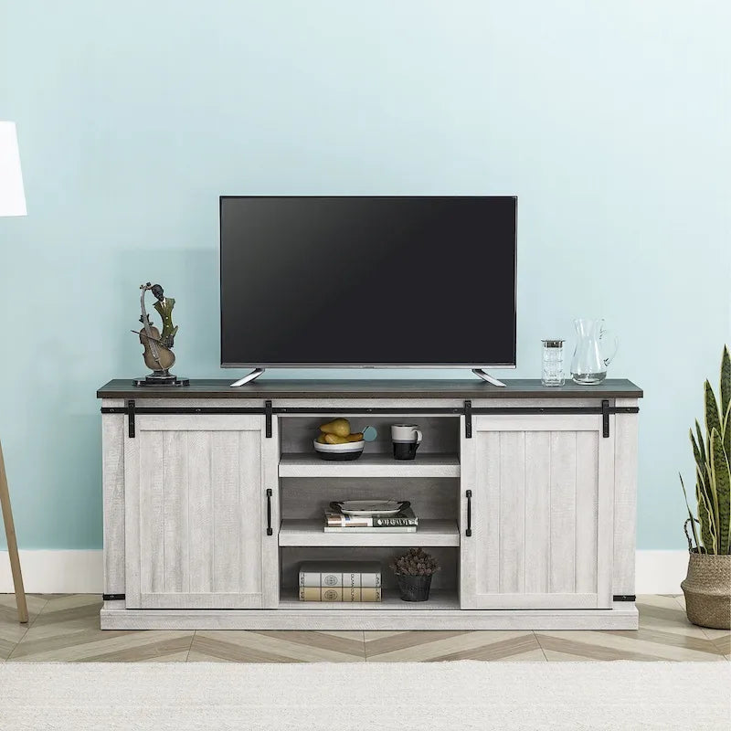 68-Inch TV Stand with Sliding Barn Doors