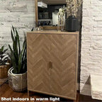 2-Door Storage Cabinet with Shelves, Natural Oak Finish