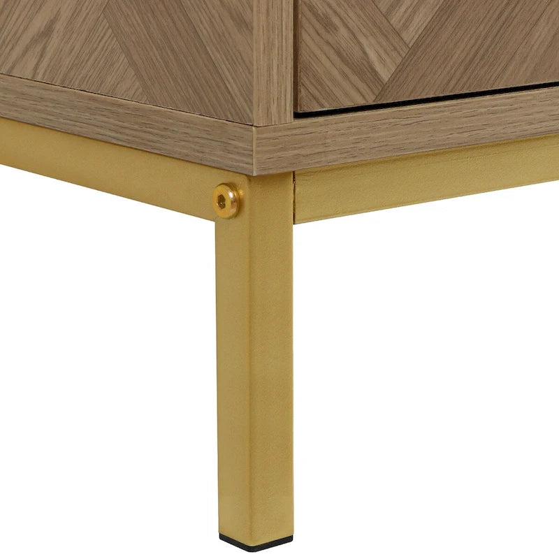 2-Door Storage Cabinet with Shelves, Natural Oak Finish