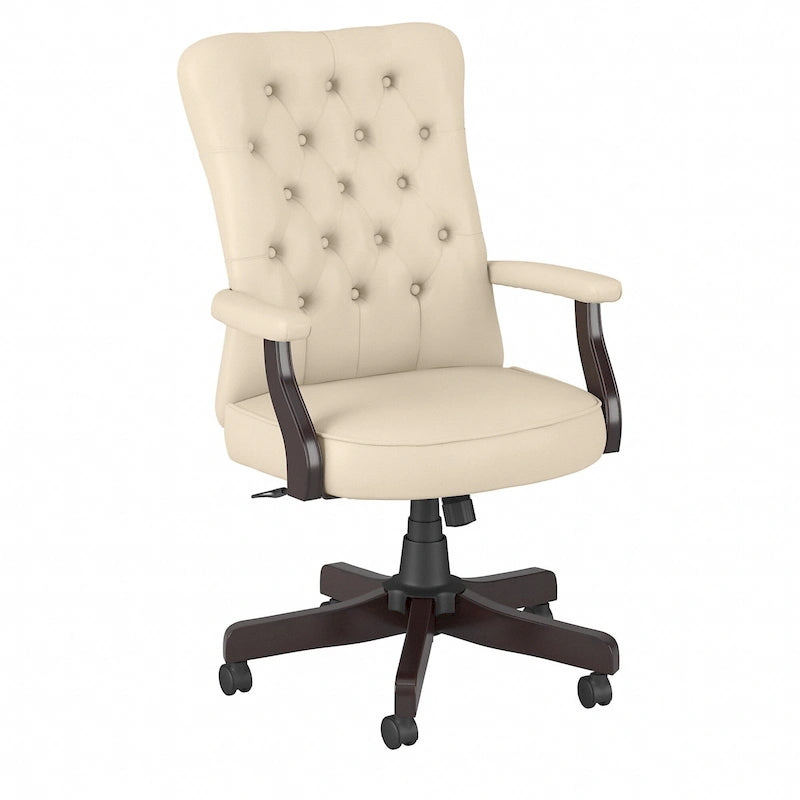 Fauteuil de bureau capitonné à dossier haut avec accoudoirs