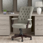 Fauteuil de bureau capitonné à dossier haut avec accoudoirs