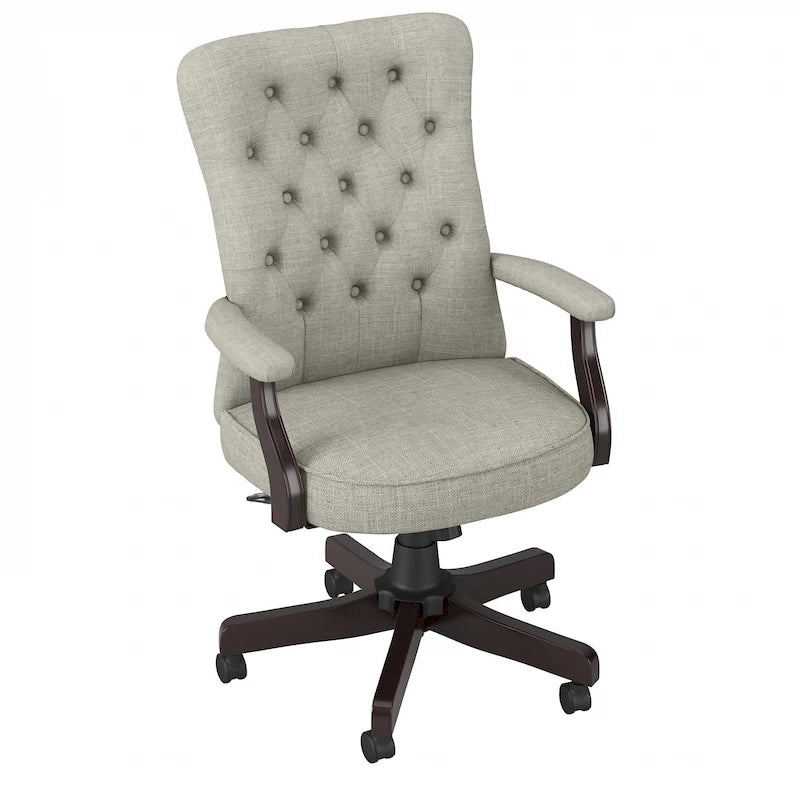 Fauteuil de bureau capitonné à dossier haut avec accoudoirs