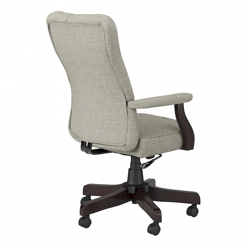 Fauteuil de bureau capitonné à dossier haut avec accoudoirs