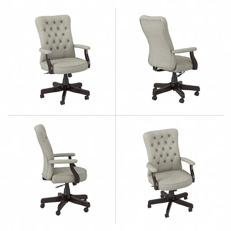 Fauteuil de bureau capitonné à dossier haut avec accoudoirs