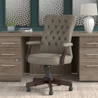 Fauteuil de bureau capitonné à dossier haut avec accoudoirs