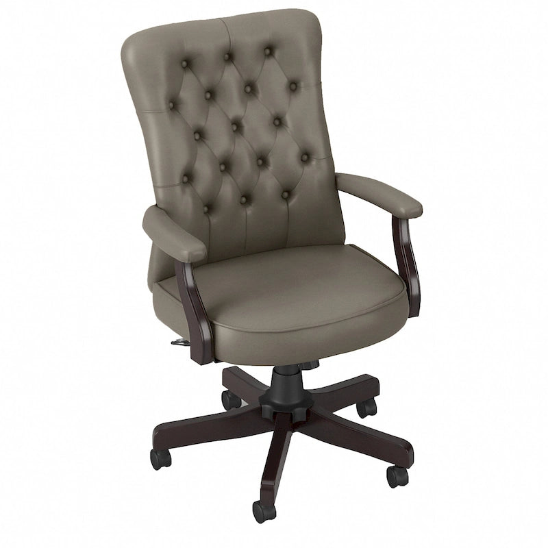 Fauteuil de bureau capitonné à dossier haut avec accoudoirs