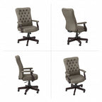 Fauteuil de bureau capitonné à dossier haut avec accoudoirs