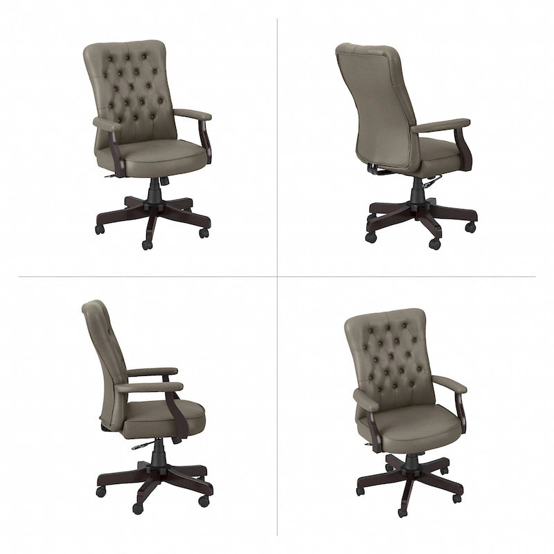 Fauteuil de bureau capitonné à dossier haut avec accoudoirs