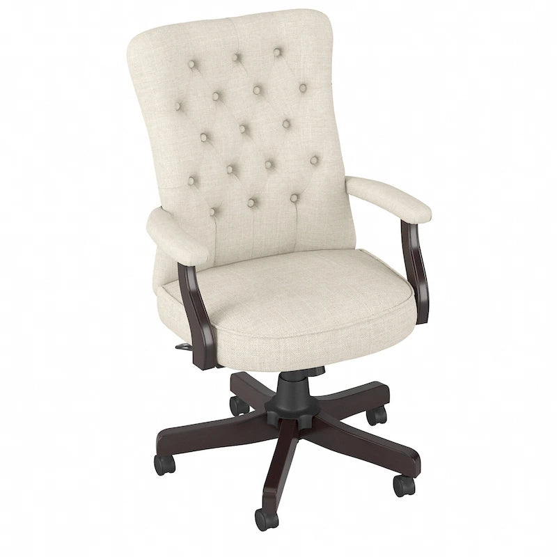 Fauteuil de bureau capitonné à dossier haut avec accoudoirs