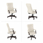 Fauteuil de bureau capitonné à dossier haut avec accoudoirs
