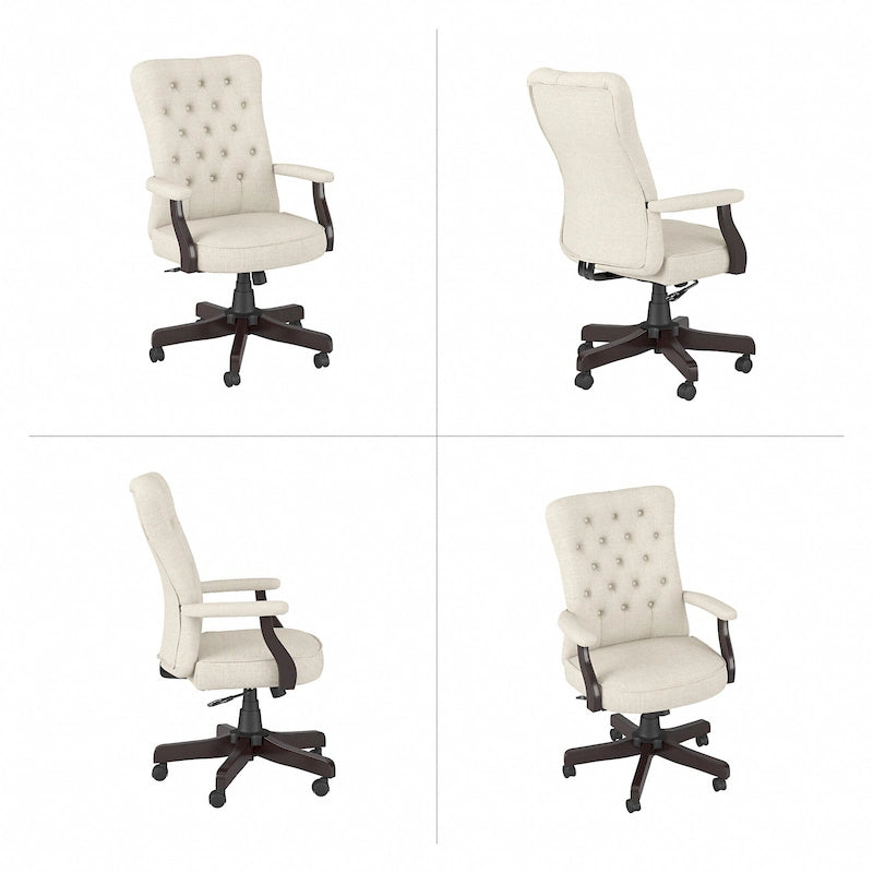 Fauteuil de bureau capitonné à dossier haut avec accoudoirs