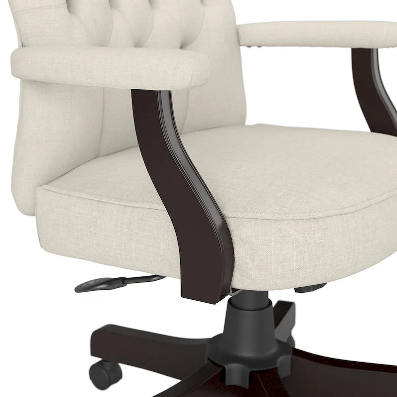 Fauteuil de bureau capitonné à dossier haut avec accoudoirs