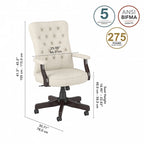 Fauteuil de bureau capitonné à dossier haut avec accoudoirs